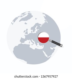 Poland flag in magnifying glass. vector illustration