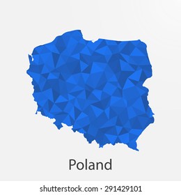 Poland flag map in geometric,mosaic polygonal style.Abstract tessellation,background. Vector illustration EPS10