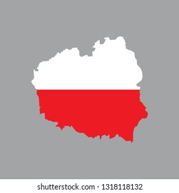 poland flag map icon vector