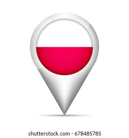 Poland flag map pointer with shadow. Vector illustration