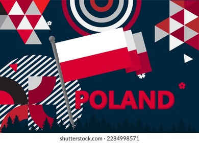 Poland Flag and map with raised fists. National or Independence day design for Polish people.