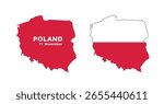  poland flag and map set. poland flag in official colors and proportions., map