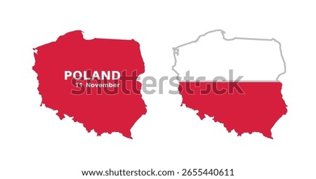  poland flag and map set. poland flag in official colors and proportions., map