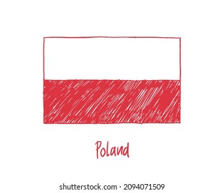 Poland Flag Marker or Pencil Sketch Illustration Vector