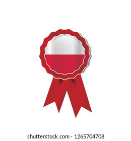 Poland flag medal vector design.  Realistic 3D red color
