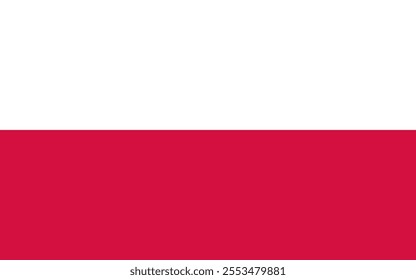 Poland flag in official colors, dimensions and aspect ratio. Vector flag symbolizing national pride, identity, heritage, patriotism and authority