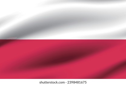 Poland flag. The official ratio. The wavy flag. Standard size. Standard color. Flag icon. 3d illustration. Computer illustration. Digital illustration. Vector illustration.