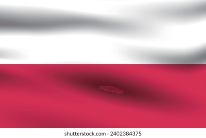 Poland flag. The official ratio. The wavy flag. Standard size. Standard color. Flag icon. 3d illustration. Computer illustration. Digital illustration. Vector illustration.