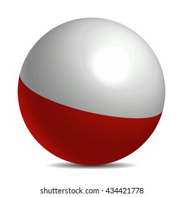 Poland flag on a 3d ball with shadow