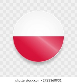 Polen Flagge auf Knopf glänzendes Glas