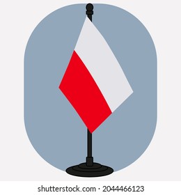 Poland flag on flagstaff  Vector illustration.