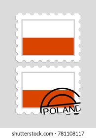 Poland flag on postage stamps
