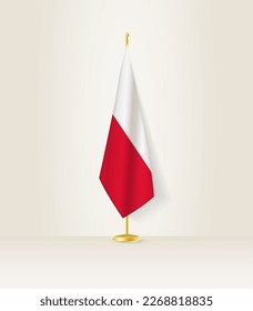 Poland flag on a flag stand. Vector illustration.