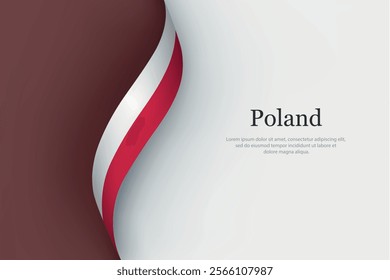 Poland flag on Waving ribbon. Template for independence day