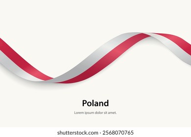 Poland flag on Waving ribbon. Template for independence day