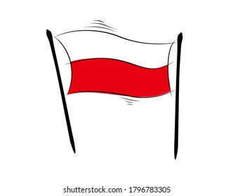Poland Flag on white background in vector illustration