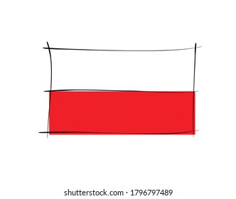 Poland Flag on white background in vector illustration