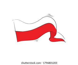 Poland Flag on white background in vector illustration