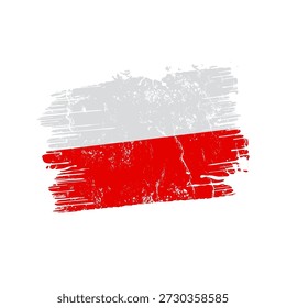  Bandeira da Polônia pintura pincel traçado com efeito grunge vetor ilustração