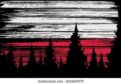 Poland flag painted with brush stroke on night sky in forest background,Symbols of Poland, template for banner,card,advertising ,promote,design,vector, top gold medal winner sport country