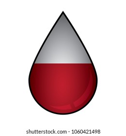 The Poland flag painted on 3D water drop