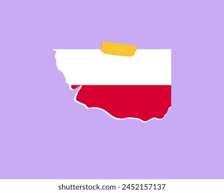 Textura de papel de la bandera de Polonia, elemento de una sola pieza, diseño de Vector, bandera de Polonia pegada en la pared, decoración o idea de celebración