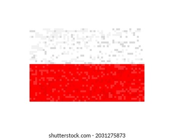 Poland flag pixel art. 8-bit Poland flag sign. Design for a festive banner and poster. Vector illustration