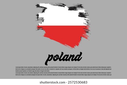 Poland flag. Polish icon. Official flag of poland. White-red round, heart and square shapes. Isolated button, emblem and label for national, sport and travel. Europe banner. Vector.