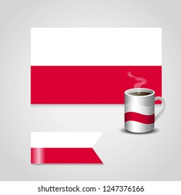 Poland Flag printed on coffee cup and small flag