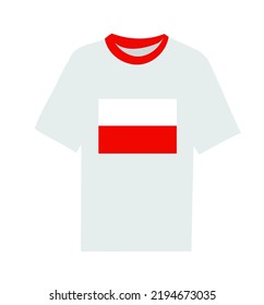 Poland flag printed t-shirt vector illustration isolated on white background.