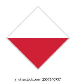 poland flag - rhombus shape icon on white background	