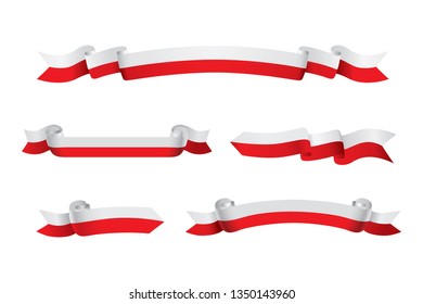 Poland flag ribbon isolated on white background. Vector illustration 