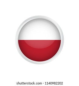 Poland flag as round glossy icon. Button with Poland flag. National flag for country of Poland isolated, Vector illustration eps10.