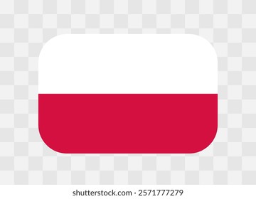 Poland flag - rounded rectangle colorful flag representing a country cultural identity and heritage. The essence of national pride and unity. Vector flag on transparent background.