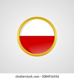 Poland flag in the shape of a circle with a golden circle can be used as a graphic design or a country icon