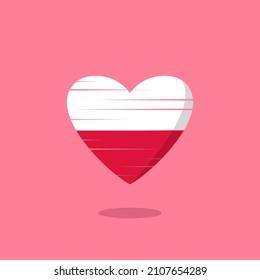 Poland flag shaped love illustration. Floating flag love icon. Nationality concept.