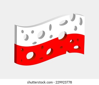 Poland flag as a slice of cheese Independence Day. Vector. Icon.