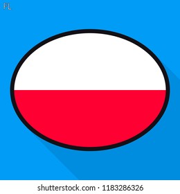 Burbuja del discurso de la bandera polaca, señal de comunicación de medios sociales, icono del óvalo de negocios de piso.