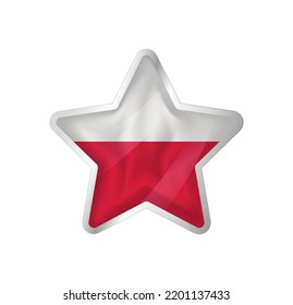 Poland flag in star. Button star and flag template. Easy editing and vector in groups. National flag vector illustration on white background.
