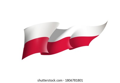 Poland flag state symbol isolated on background national banner. Greeting card National Independence Day of the Republic of Poland. Illustration banner with realistic state flag.