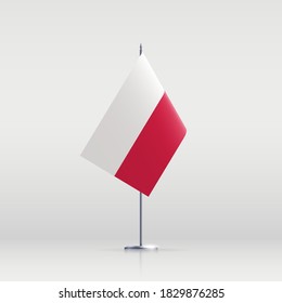 Poland flag state symbol isolated on background national banner. Greeting card National Independence Day of the Republic of Poland. Illustration banner with realistic state flag.