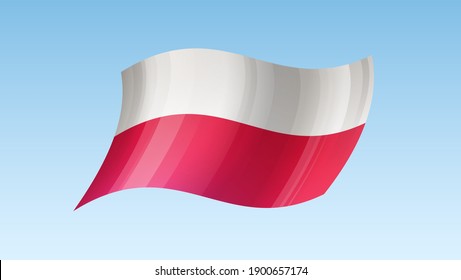 Poland flag state symbol isolated on background national banner. Greeting card National Independence Day of the Republic of Poland. Illustration banner with realistic state flag.