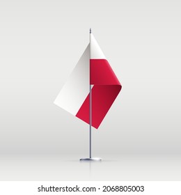 Poland flag state symbol isolated on background national banner. Greeting card National Independence Day of the Republic of Poland. Illustration banner with realistic state flag.