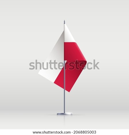 Poland flag state symbol isolated on background national banner. Greeting card National Independence Day of the Republic of Poland. Illustration banner with realistic state flag.