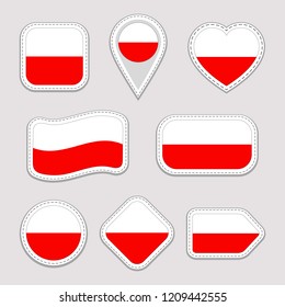 Poland Flag Stickers Set Polish National Stock Vector (Royalty Free ...