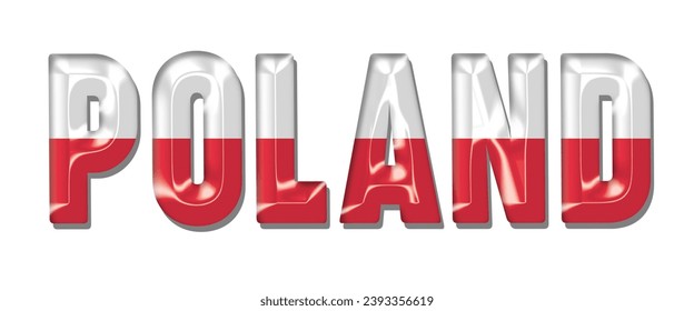 POLAND flag text font, 3D POLAND flag colorful background, POLAND flag vector illustration