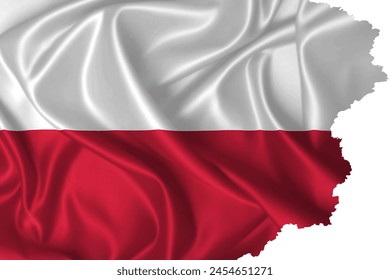 Poland flag with torn edges on silk texture