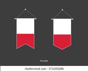 Bandera polaca de varias formas, Vector Pennant de la bandera de fútbol, ilustración vectorial.