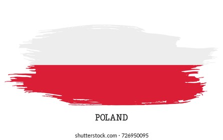 Poland flag vector grunge paint stroke  