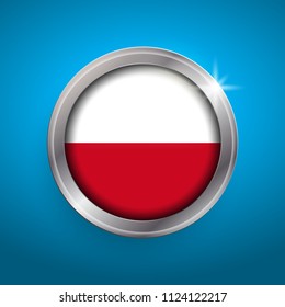 Poland flag vector icon. Isolated object on blue background.